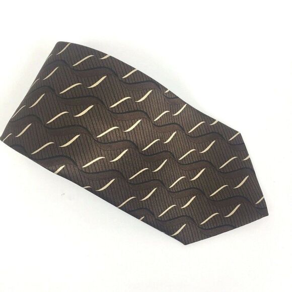 Salvatore Pellegrino Mens Necktie Brown Black Crea - Picture 2 of 6
